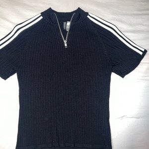 Black and white stripe zipper top from H&M